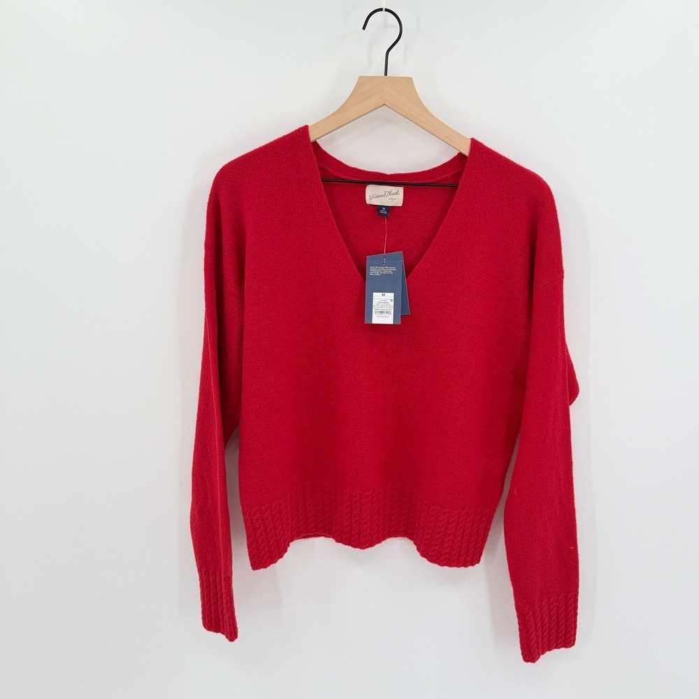 NWT Universal Thread Cozy V-Neck Red Cashmere-Like Soft Knit Sweater Medium - Picture 4 of 5